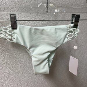 Mikoh Strappy Bikini Bottoms in Sea Mist, Size Large